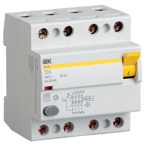 УЗО ИЭК ВД1-63 4Р 25А 300мА тип AC (ВДТ) MDV10-4-025-300
