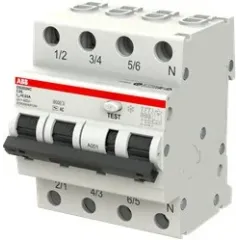 Дифференциальный автомат ABB DS203NC C10А 30mA тип АС 3P+N трехфазный электромеханический 6кА (дифавтомат, АВДТ) 2CSR256040R1104