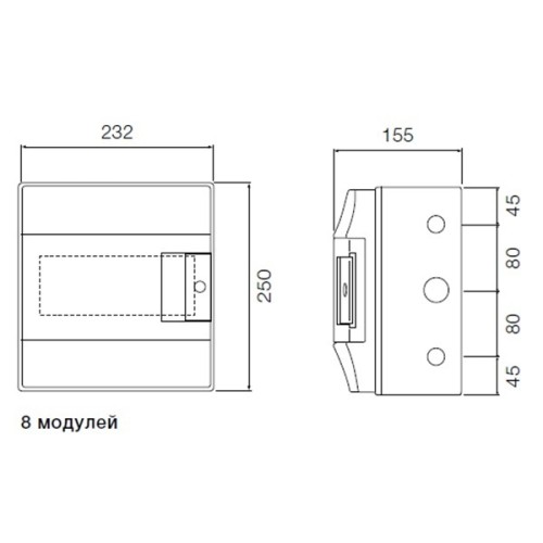 ABB Mistral65 бокс навесной 8М прозрачная дверь (с клемм)