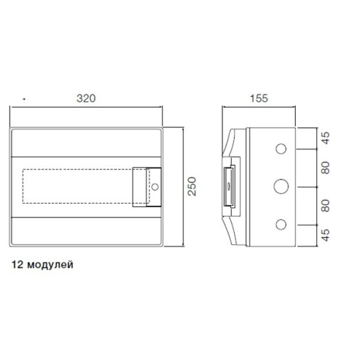 ABB Mistral65 бокс навесной 12М прозрачная дверь (с клемм)
