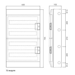 Влагозащищенный настенный шкаф ABB Mistral65 72М 4х18 прозрачная дверь с клеммным блоком 65P18X42A 1SLM006501A1209