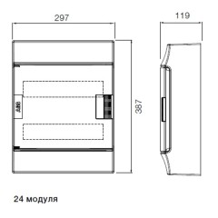 Бокс настенный ABB Mistral41 24М модуля (2x12) зеленая прозрачная дверь с клеммным блоком 1SPE007717F0521