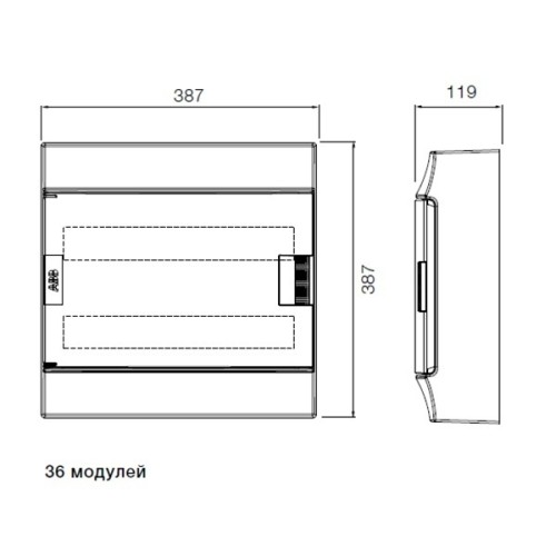 Бокс настенный ABB Mistral41 36М модулей (2x18) зеленая прозрачная дверь с клеммным блоком 1SPE007717F0921