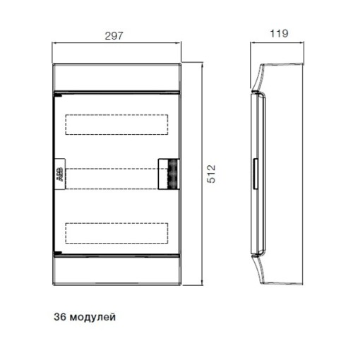 Бокс настенный ABB Mistral41 36М модулей (3x12) непрозрачная дверь с клеммным блоком 1SLM004102A3107
