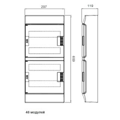 Бокс настенный ABB Mistral41 48М модулей (4x12) зеленая прозрачная дверь с клеммным блоком 1SPE007717F0721
