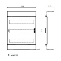 Бокс настенный ABB Mistral41 54М модуля (3x18) зеленая прозрачная дверь с клеммным блоком 1SPE007717F1021