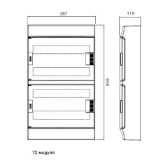 Бокс настенный ABB Mistral41 72М модуля (4x18) зеленая прозрачная дверь с клеммным блоком 1SPE007717F1121