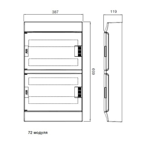 Бокс настенный ABB Mistral41 72М модуля (4x18) непрозрачная дверь с клеммным блоком 1SLM004102A3110