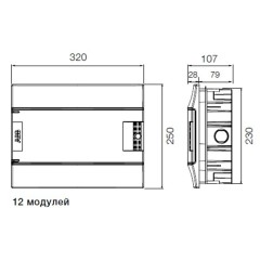 Бокс в нишу ABB Mistral41 12М модулей зеленая прозрачная дверь c клеммным блоком 1SLM004101A1203