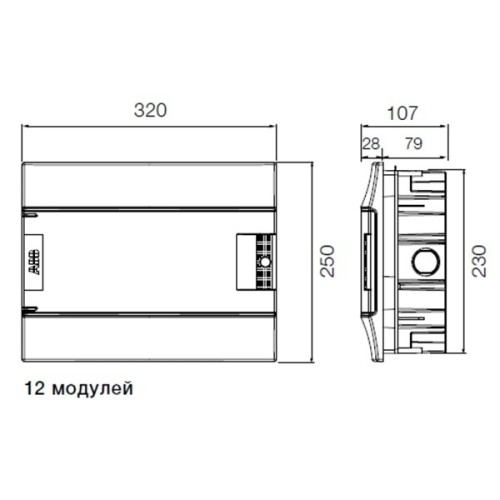 Бокс в нишу ABB Mistral41 12М модулей зеленая прозрачная дверь c клеммным блоком 1SLM004101A1203