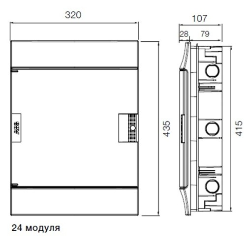 Бокс в нишу ABB Mistral41 24М модуля (2х12) зеленая прозрачная дверь c клеммным блоком 1SLM004101A1205