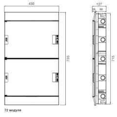 Бокс в нишу ABB Mistral41 72М модуля (4х18) зеленая прозрачная дверь c клеммным блоком 1SLM004101A1210