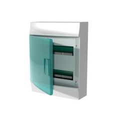 Бокс настенный ABB Mistral41 24М модуля (2x12) зеленая прозрачная дверь с клеммным блоком 1SPE007717F0521