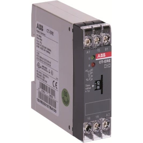 Реле времени ABB CT-ERE (задержка на включ.) 24В AC/DC, 220-240В AC (врем. диапазон 0,3..30с.) 1ПК 1SVR550107R4100