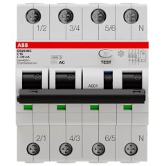 Дифференциальный автомат ABB DS203NC C16А 30mA тип АС 3P+N трехфазный электромеханический 6кА (дифавтомат, АВДТ) 2CSR256040R1164