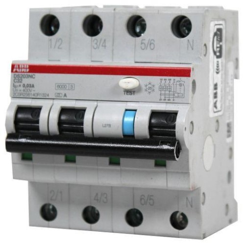 Дифференциальный автомат ABB DS203NC C32А 30mA тип АС 3P+N трехфазный электромеханический 6кА (дифавтомат, АВДТ) 2CSR256040R3324