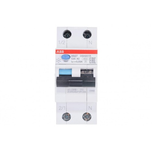 DSH201 C25 AC30 Дифференциальный автомат 1P+N, 25A, 30mA, тип АC, 6kA, (хар-ка C) ABB 2CSR255070R1254