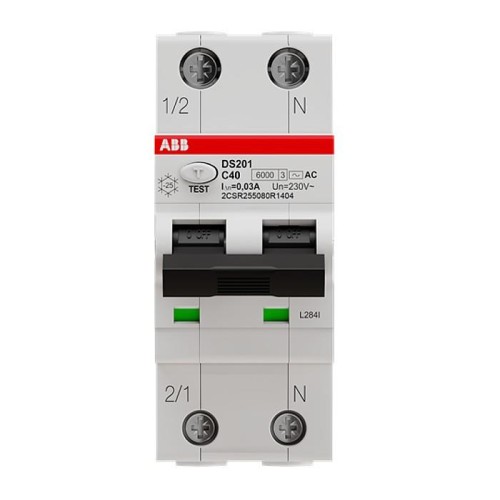 DSH201 C40 AC30 Дифференциальный автомат 1P+N, 40A, 30mA, тип АC, 6kA, (хар-ка C) ABB 2CSR255070R1404