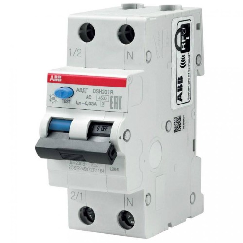 DSH201 C6 AC30 Дифференциальный автомат 1P+N, 6A, 30mA, тип АC, 6kA, (хар-ка C) ABB 2CSR255070R1064