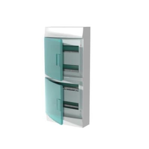 Бокс настенный ABB Mistral41 48М модулей (4x12) зеленая прозрачная дверь с клеммным блоком 1SPE007717F0721