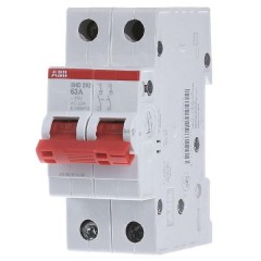Рубильник модульный ABB 2П 63А рычаг красный однофазный SHD202/63 (выключатель нагрузки) 2CDD272111R0063