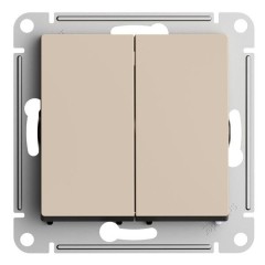 ATLASDESIGN 2-клавишная кнопка, сх.2, 10А, механизм, ПЕСОЧНЫЙ, ATN001217