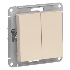 ATLASDESIGN 2-клавишная кнопка, сх.5, 10АХ, механизм, БЕЖЕВЫЙ, ATN000217