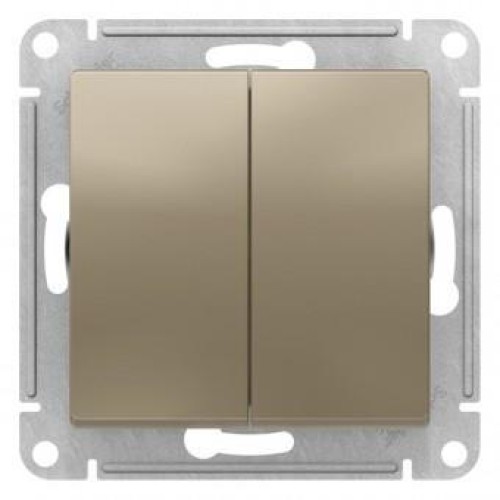 ATLASDESIGN 2-клавишный ПЕРЕКЛЮЧАТЕЛЬ, перекрестный, 2 x сх. 7, 10АХ, механизм, ШАМПАНЬ, ATN000573
