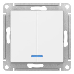 ATLASDESIGN 2-клавишный ВЫКЛЮЧАТЕЛЬ с подсветкой, сх.5а, 10АХ, механизм, БЕЛЫЙ, ATN000153