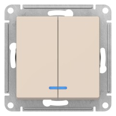ATLASDESIGN 2-клавишный ВЫКЛЮЧАТЕЛЬ с подсветкой, сх.5а, 10АХ, механизм, БЕЖЕВЫЙ, ATN000253