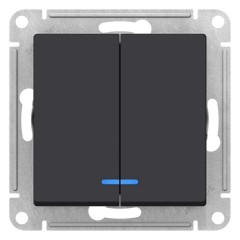 ATLASDESIGN 2-клавишный ВЫКЛЮЧАТЕЛЬ с подсветкой, сх.5а, 10АХ, механизм, КАРБОН, ATN001053