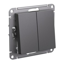 ATLASDESIGN 2-клавишный ВЫКЛЮЧАТЕЛЬ, сх.5, 10АХ, механизм, БАЗАЛЬТ, ATN001451