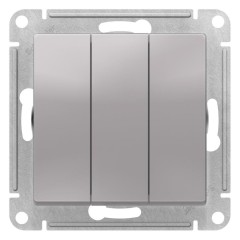 ATLASDESIGN 3-клавишный ВЫКЛЮЧАТЕЛЬ, сх.1+1+1, 10АХ, механизм, АЛЮМИНИЙ, ATN000331