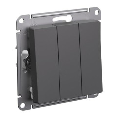 ATLASDESIGN 3-клавишный ВЫКЛЮЧАТЕЛЬ, сх.1+1+1, 10АХ, механизм, БАЗАЛЬТ, ATN001431