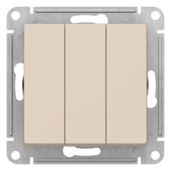 ATLASDESIGN 3-клавишный ВЫКЛЮЧАТЕЛЬ, сх.1+1+1, 10АХ, механизм, БЕЖЕВЫЙ, ATN000231