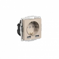 ATLASDESIGN РОЗЕТКА 16А c 2 USB A+A, 5В/2,4А, 2х5В/1,2А, механизм, ПЕСОЧНЫЙ, ATN001230