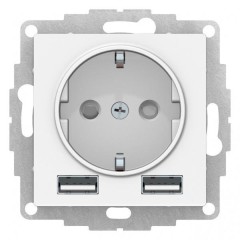 ATLASDESIGN РОЗЕТКА 16А с 2 USB A+A, 5В/2,4А, 2х5В/1,2А, механизм, ЛОТОС, ATN001330