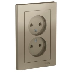 ATLASDESIGN РОЗЕТКА двойная без заземления,16А, в сборе, ШАМПАНЬ, ATN000520