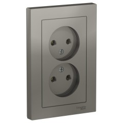 ATLASDESIGN РОЗЕТКА двойная без заземления,16А, в сборе, СТАЛЬ, ATN000920