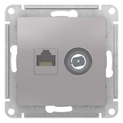 ATLASDESIGN РОЗЕТКА двойная комп+ТВ, RJ45+TV, кат.5E, механизм, АЛЮМИНИЙ, ATN000389