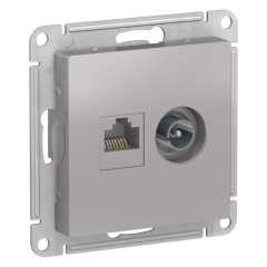 ATLASDESIGN РОЗЕТКА двойная комп+ТВ, RJ45+TV, кат.5E, механизм, АЛЮМИНИЙ, ATN000389
