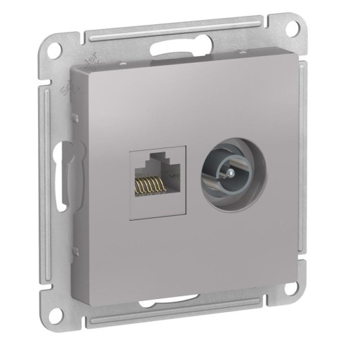 ATLASDESIGN РОЗЕТКА двойная комп+ТВ, RJ45+TV, кат.5E, механизм, АЛЮМИНИЙ, ATN000389