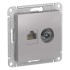 ATLASDESIGN РОЗЕТКА двойная комп+ТВ, RJ45+TV, кат.5E, механизм, АЛЮМИНИЙ, ATN000389