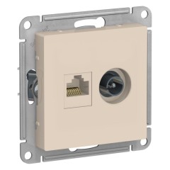 ATLASDESIGN РОЗЕТКА двойная комп+ТВ, RJ45+TV, кат.5E, механизм, БЕЖЕВЫЙ, ATN000289