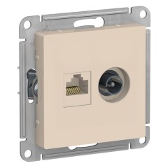 ATLASDESIGN РОЗЕТКА двойная комп+ТВ, RJ45+TV, кат.5E, механизм, БЕЖЕВЫЙ, ATN000289