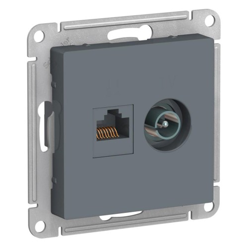 ATLASDESIGN РОЗЕТКА двойная комп+ТВ, RJ45+TV, кат.5E, механизм, ГРИФЕЛЬ, ATN000789