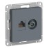 ATLASDESIGN РОЗЕТКА двойная комп+ТВ, RJ45+TV, кат.5E, механизм, ГРИФЕЛЬ, ATN000789