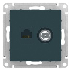 ATLASDESIGN РОЗЕТКА двойная комп+ТВ, RJ45+TV, кат.5E, механизм, ИЗУМРУД, ATN000889