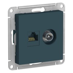 ATLASDESIGN РОЗЕТКА двойная комп+ТВ, RJ45+TV, кат.5E, механизм, ИЗУМРУД, ATN000889