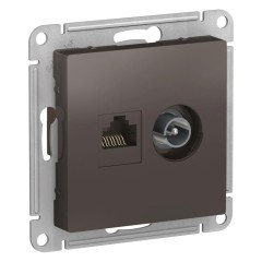 ATLASDESIGN РОЗЕТКА двойная комп+ТВ, RJ45+TV, кат.5E, механизм, МОККО, ATN000689